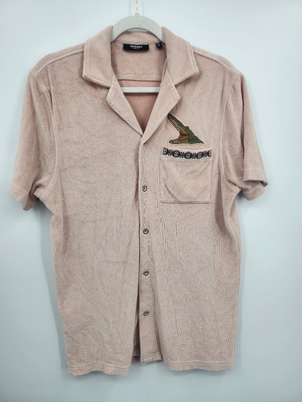 Murano Crocodile Embroidered Crocodile Pocket Short Sleeve SZ M